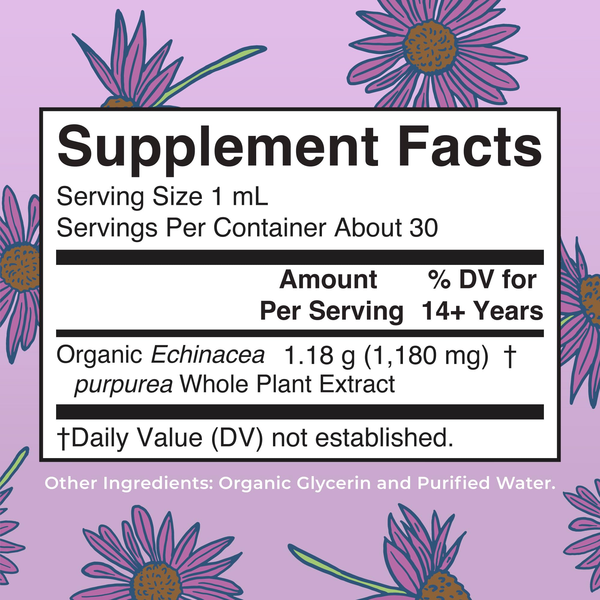 MaryRuth Organics herbal tincture bottle label details