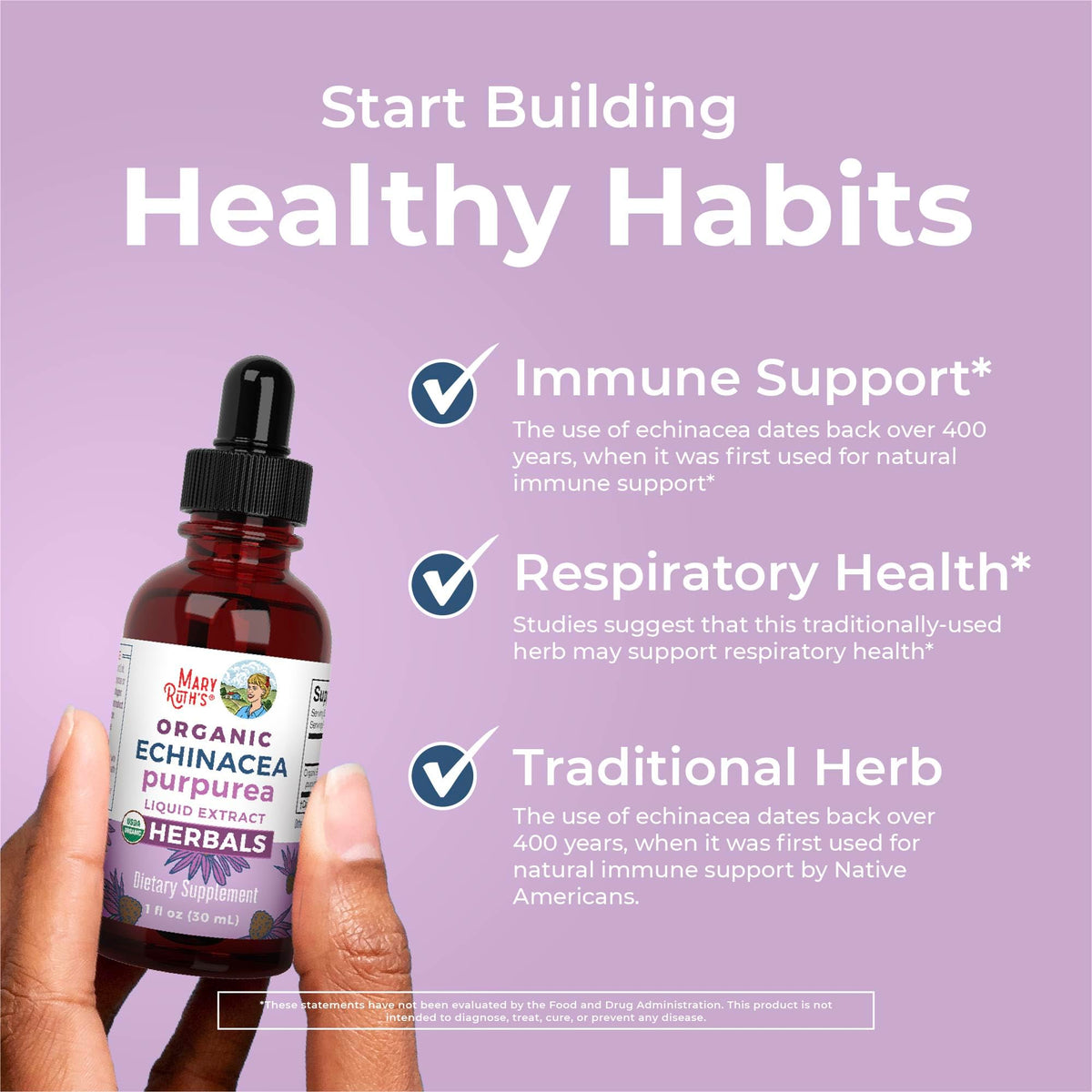 Top view of MaryRuth Organics Echinacea liquid supplement