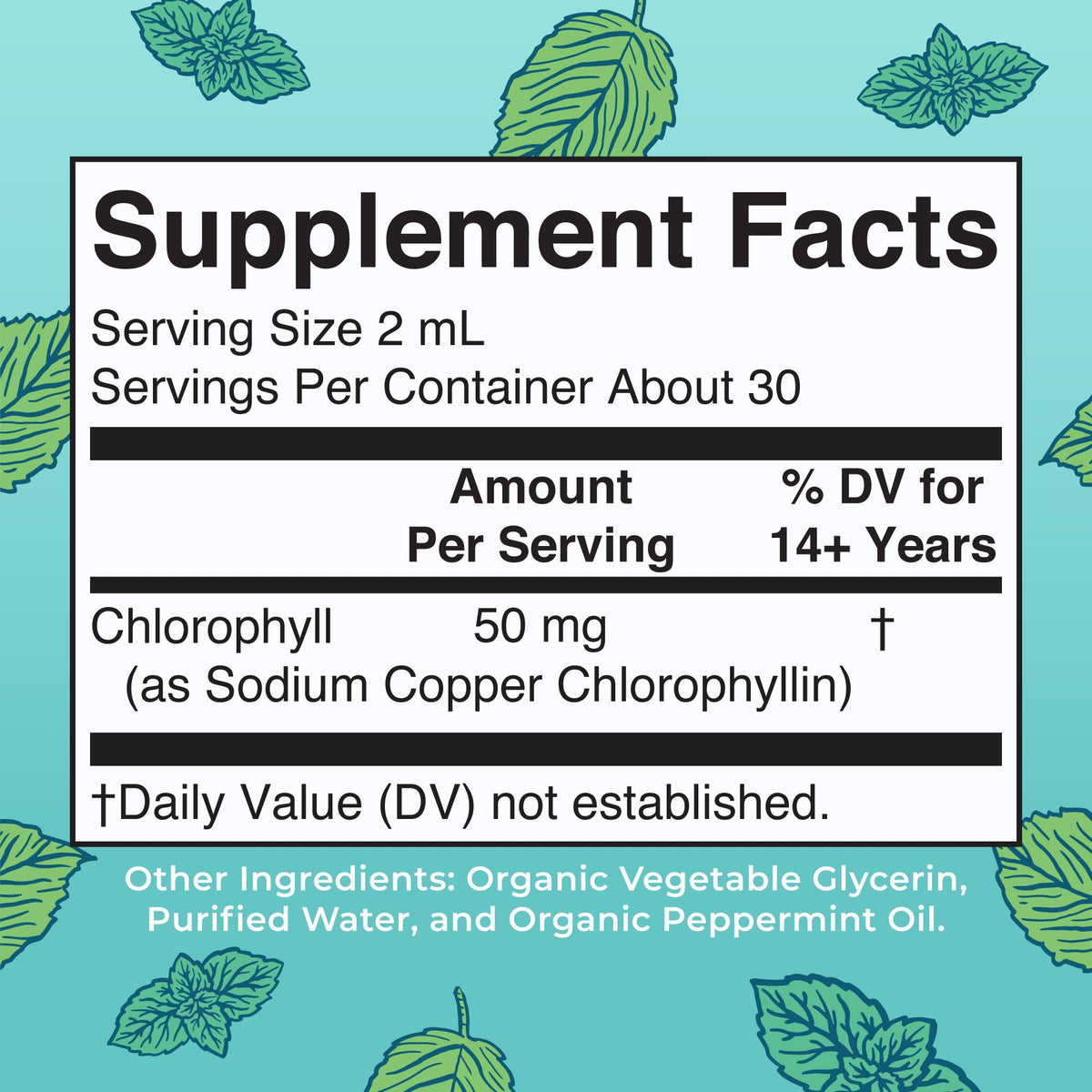 MaryRuth Organics mulberry derived chlorophyll drops packaging showing non-GMO and clean label certifications
