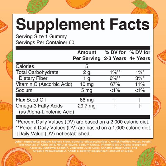 MaryRuth Organics children plant based omega supplement nutrition facts label