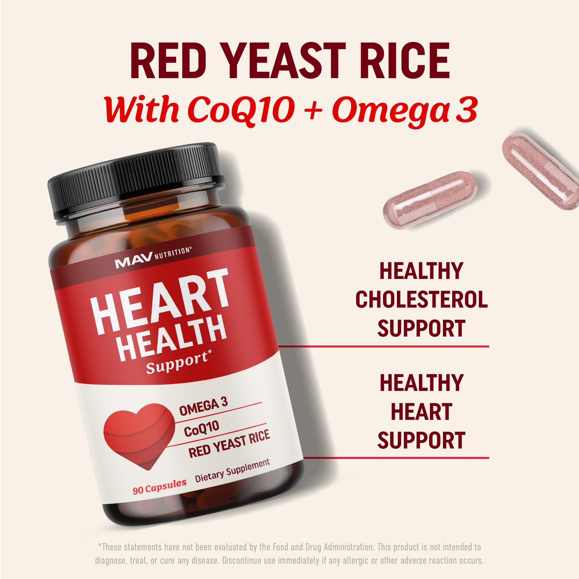 Detailed label information for Mav Nutrition heart health supplement