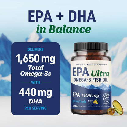 Mav Nutrition Omega-3 fish oil bottle packaging