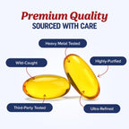 Wild caught cod liver oil softgels container with lemon flavor illustration