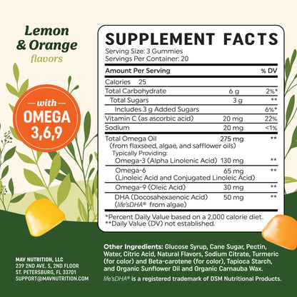 Mav Nutrition vegan omega 3 6 9 ingredients highlight