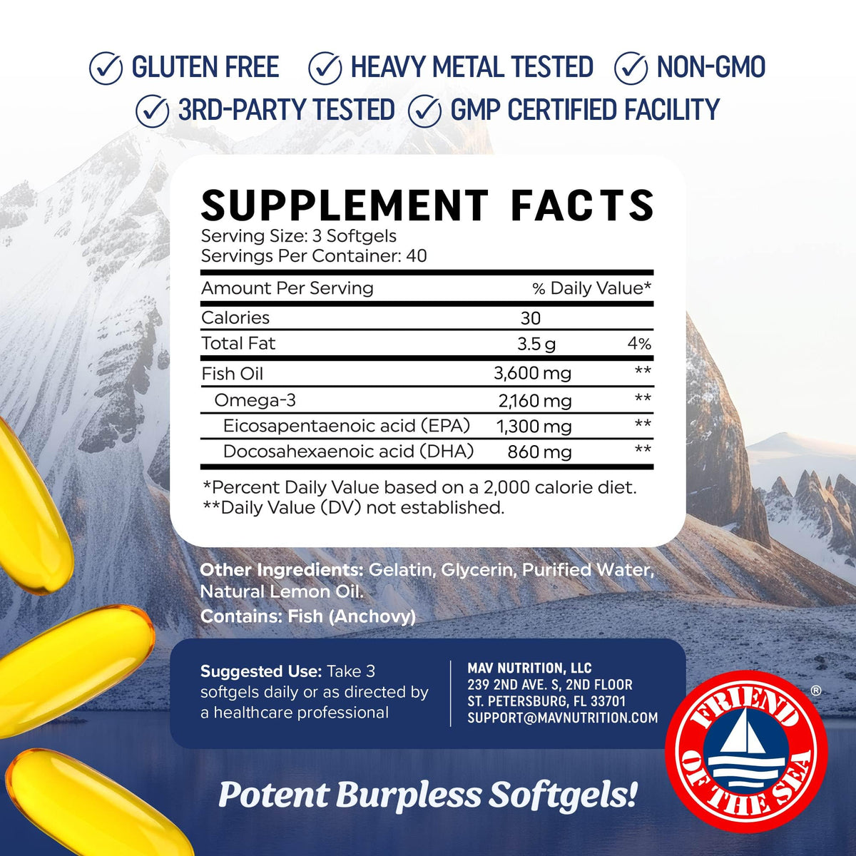 Close up of lemon flavored softgels container