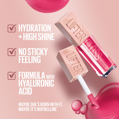 Maybelline Lifter Gloss Ice translucent pink texture swatch