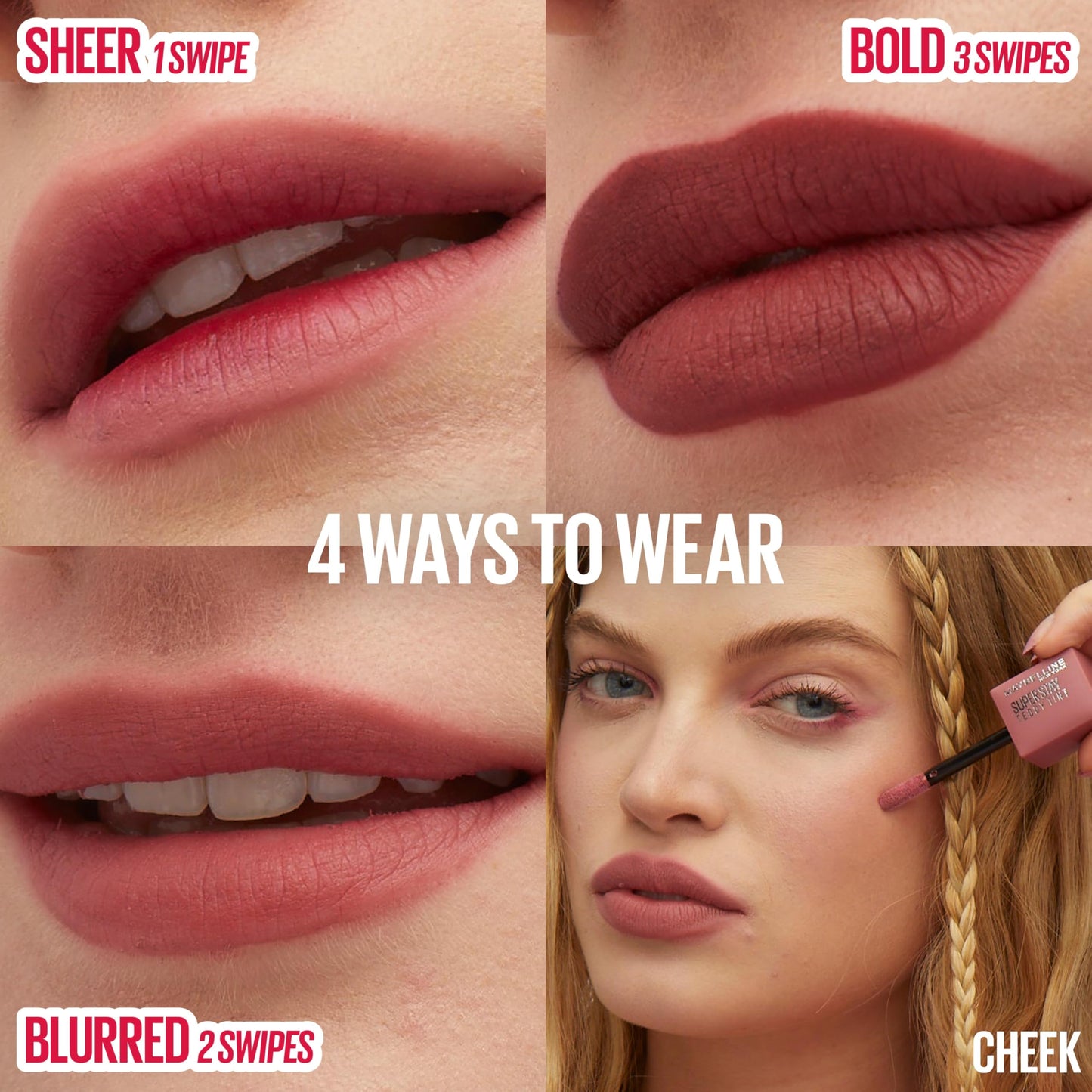 Maybelline liquid matte lip tint packaging back view