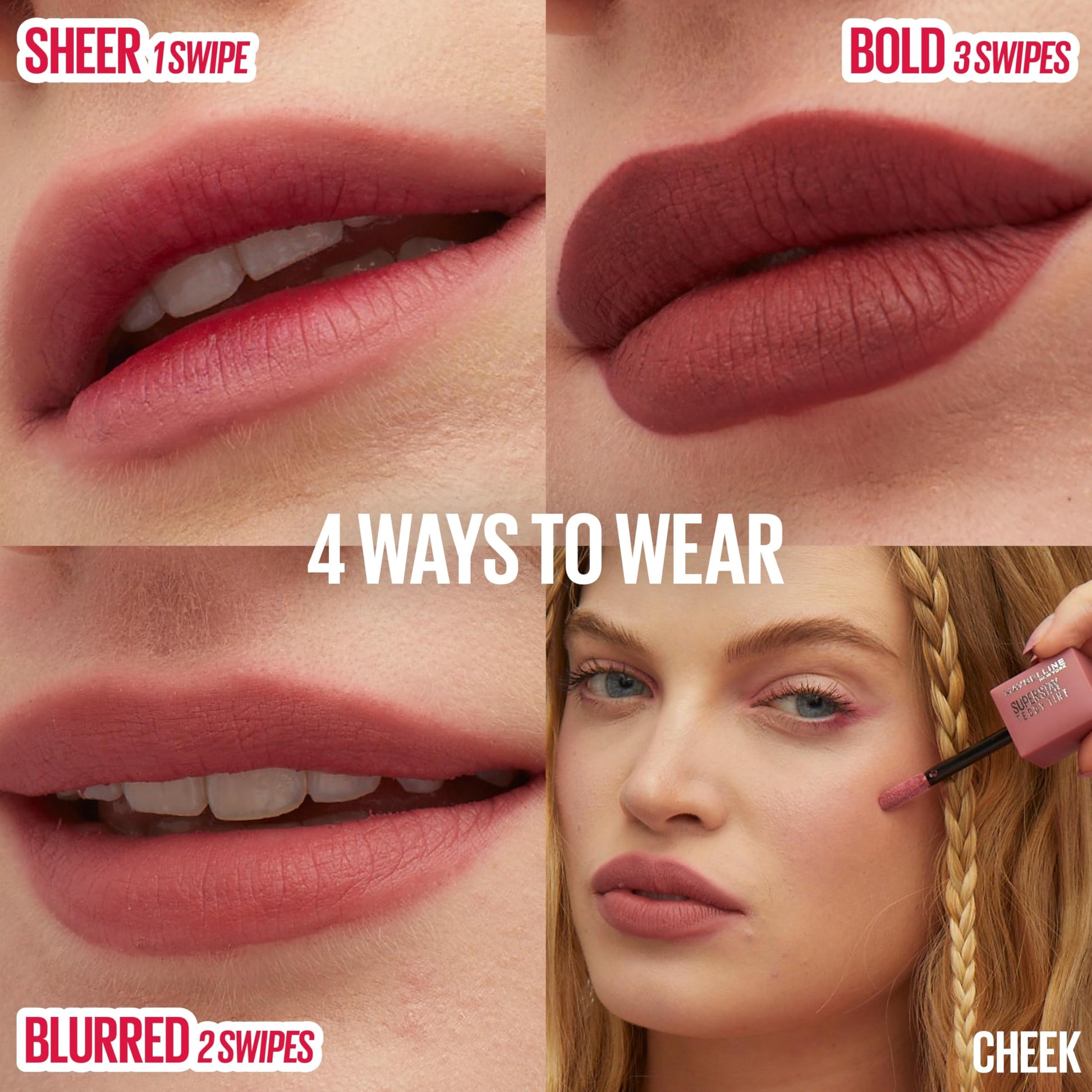 Maybelline liquid matte lip tint packaging back view