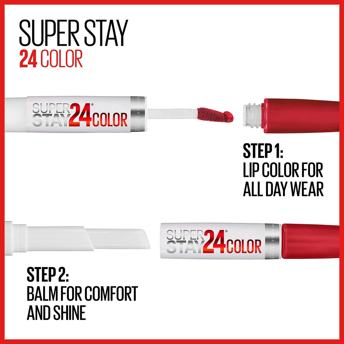 Applying Maybelline 2-step lipstick to lips