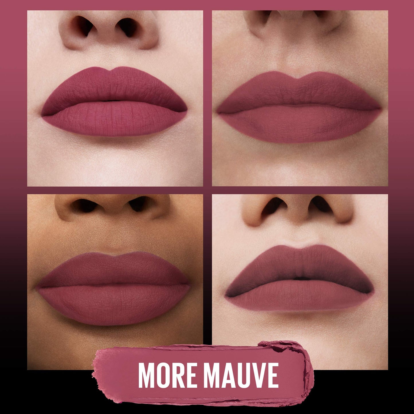 Maybelline Ultimatte More Mauve shade swatch on skin