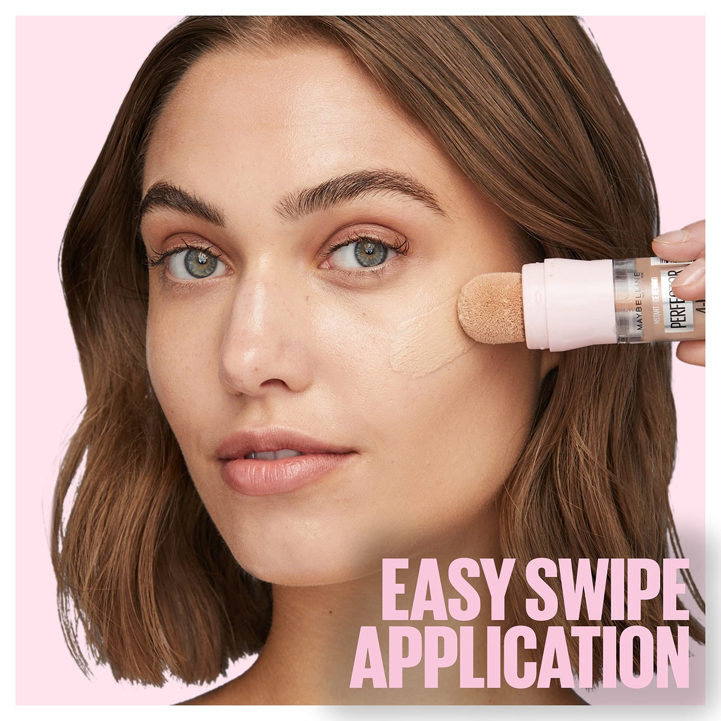 Close-up of the built-in sponge applicator on the Instant Age Rewind Glow liquid makeup bottle.