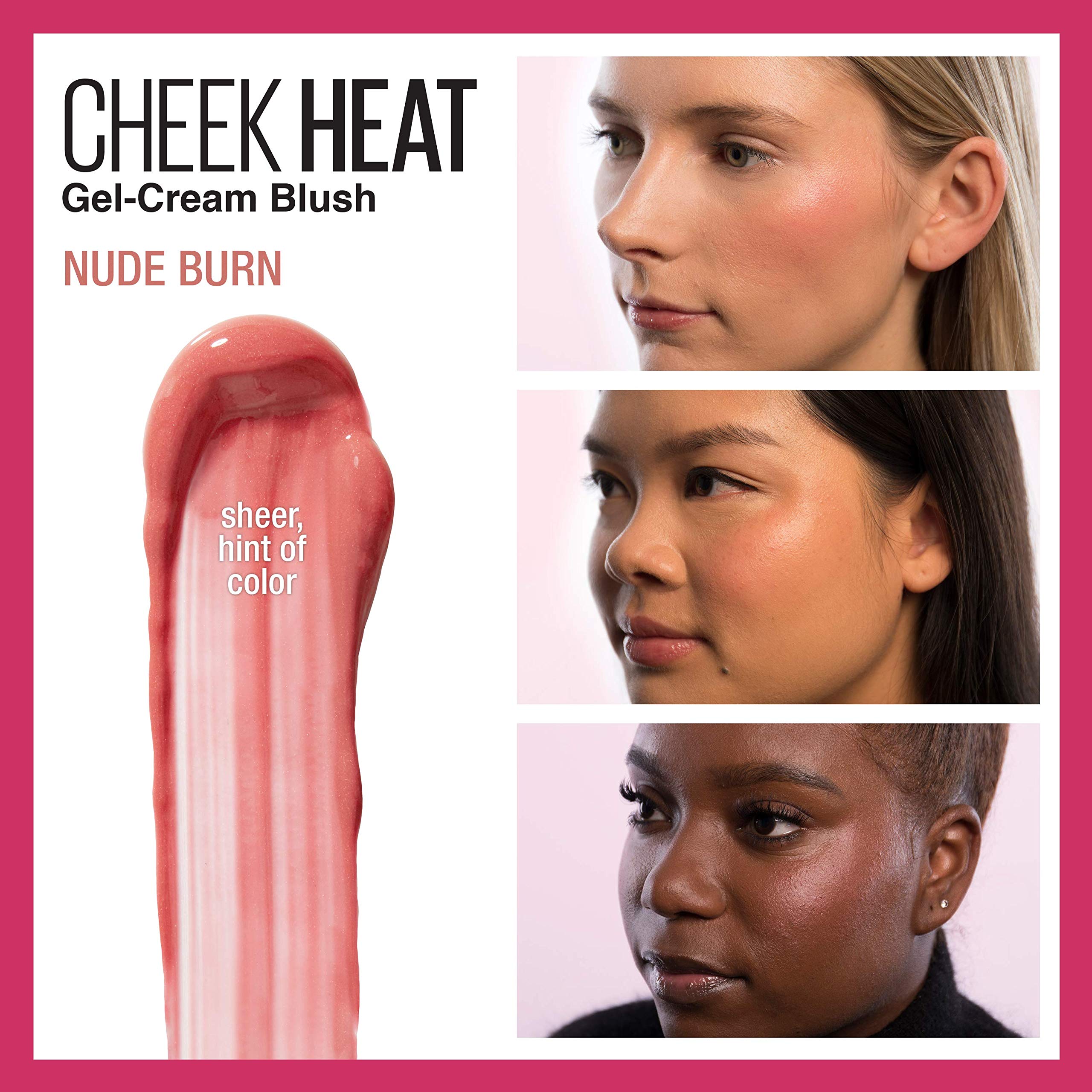Maybelline Cheek Heat Nude Burn liquid blush shade swatch on skin
