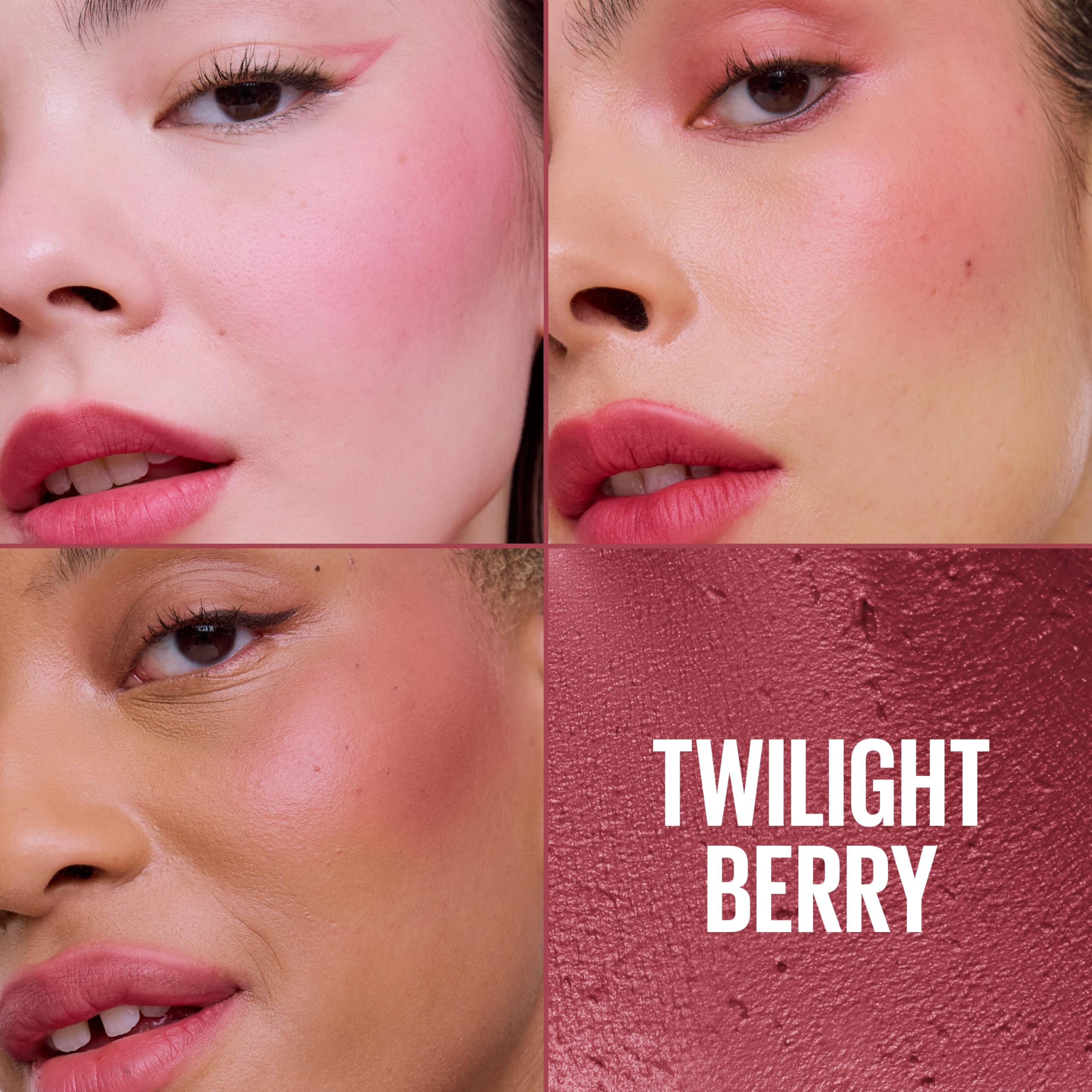 Maybelline Twilight Berry mousse blush swatch on skin