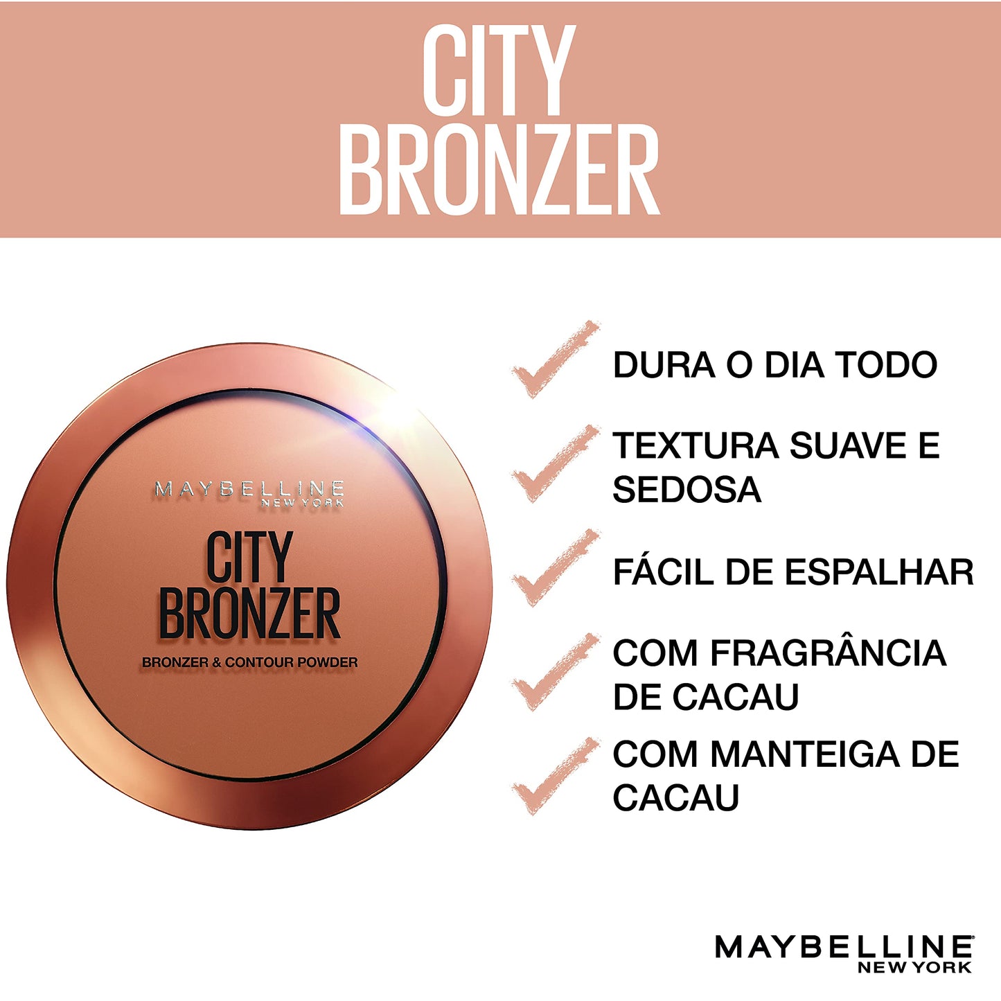 Imported Maybelline New York City Bronzer 0.32 Ounce compact container