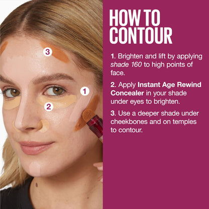 Maybelline concealer highlighting and contouring demonstration