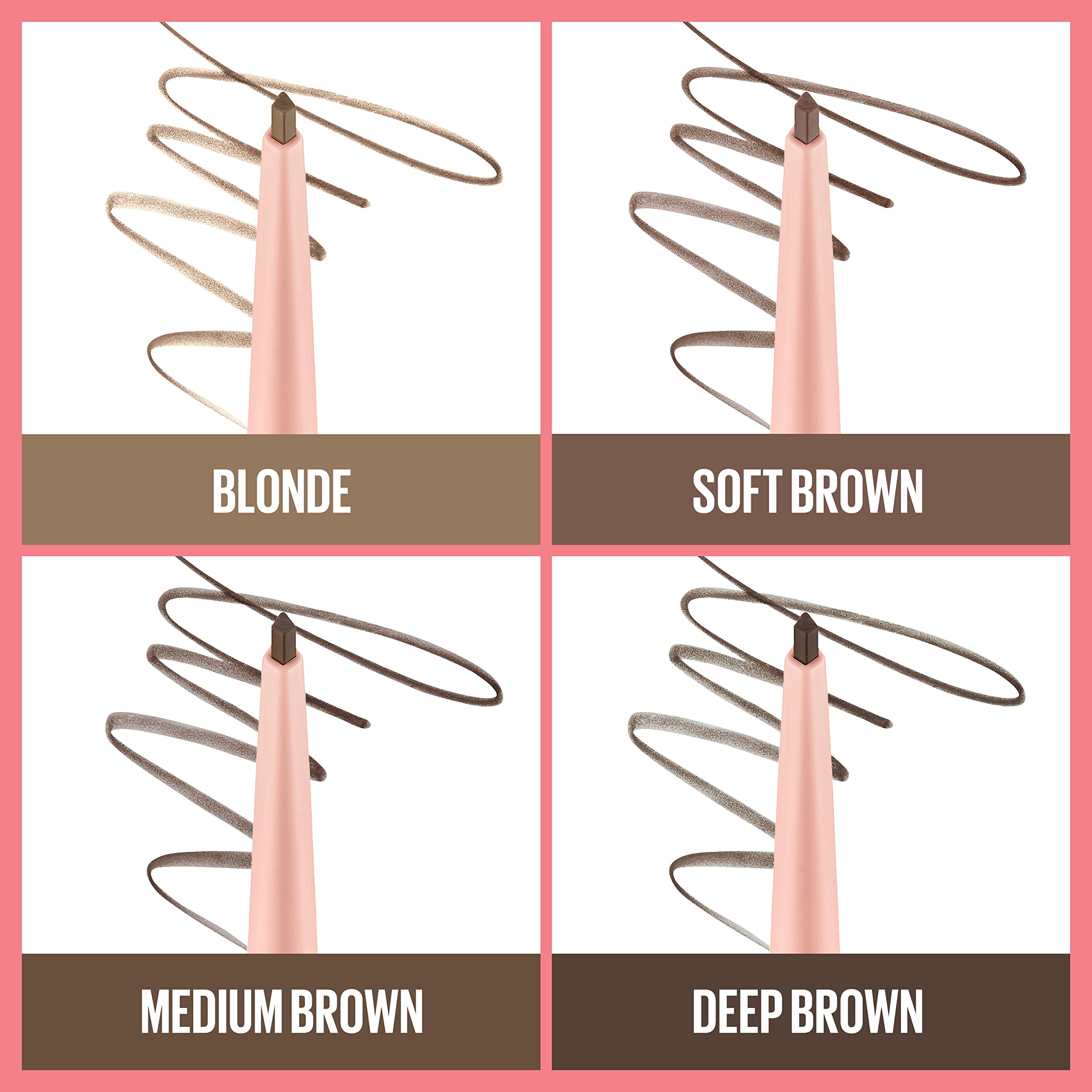 Swatches of Maybelline Total Temptation Eyebrow Definer Pencil shades
