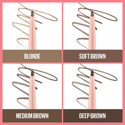 Swatches of Maybelline Total Temptation Eyebrow Definer Pencil shades
