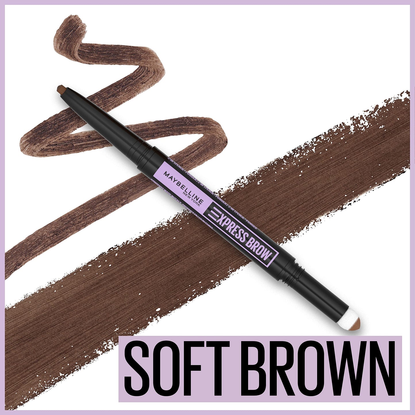 Close up of Maybelline Express Brow 2-In-1 teardrop pencil tip