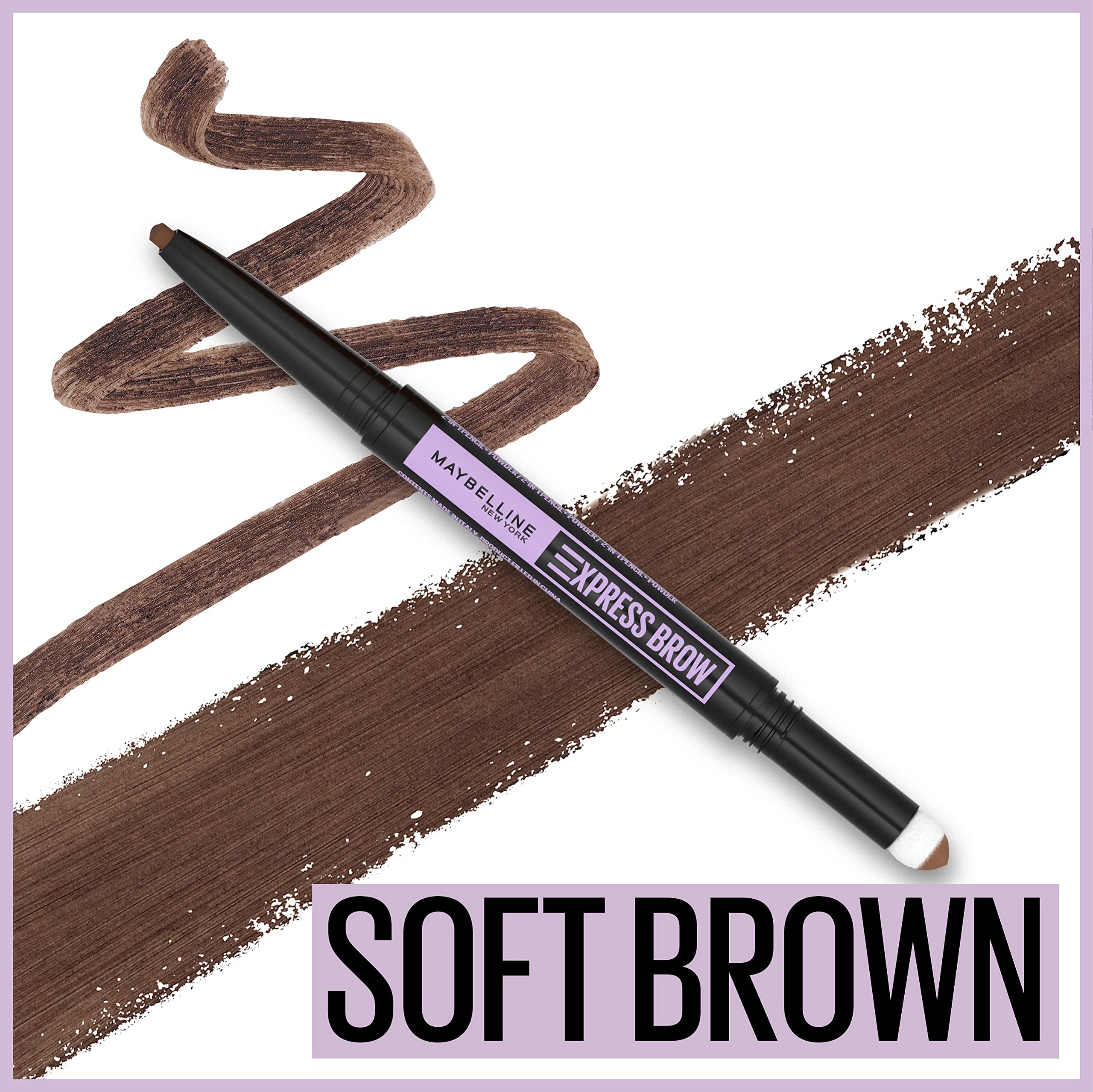 Close up of Maybelline Express Brow 2-In-1 teardrop pencil tip