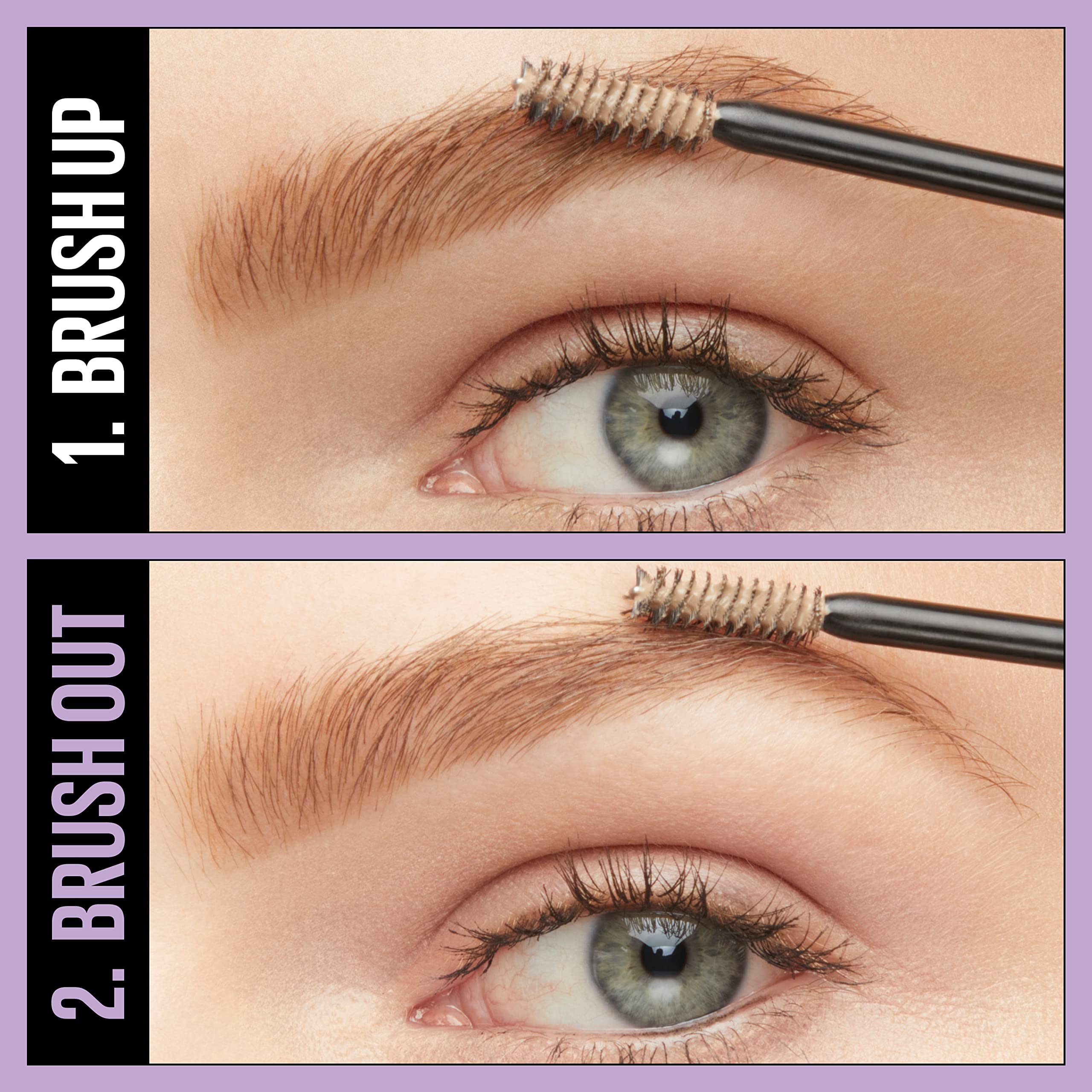 Applying Maybelline brow mascara with mini brush