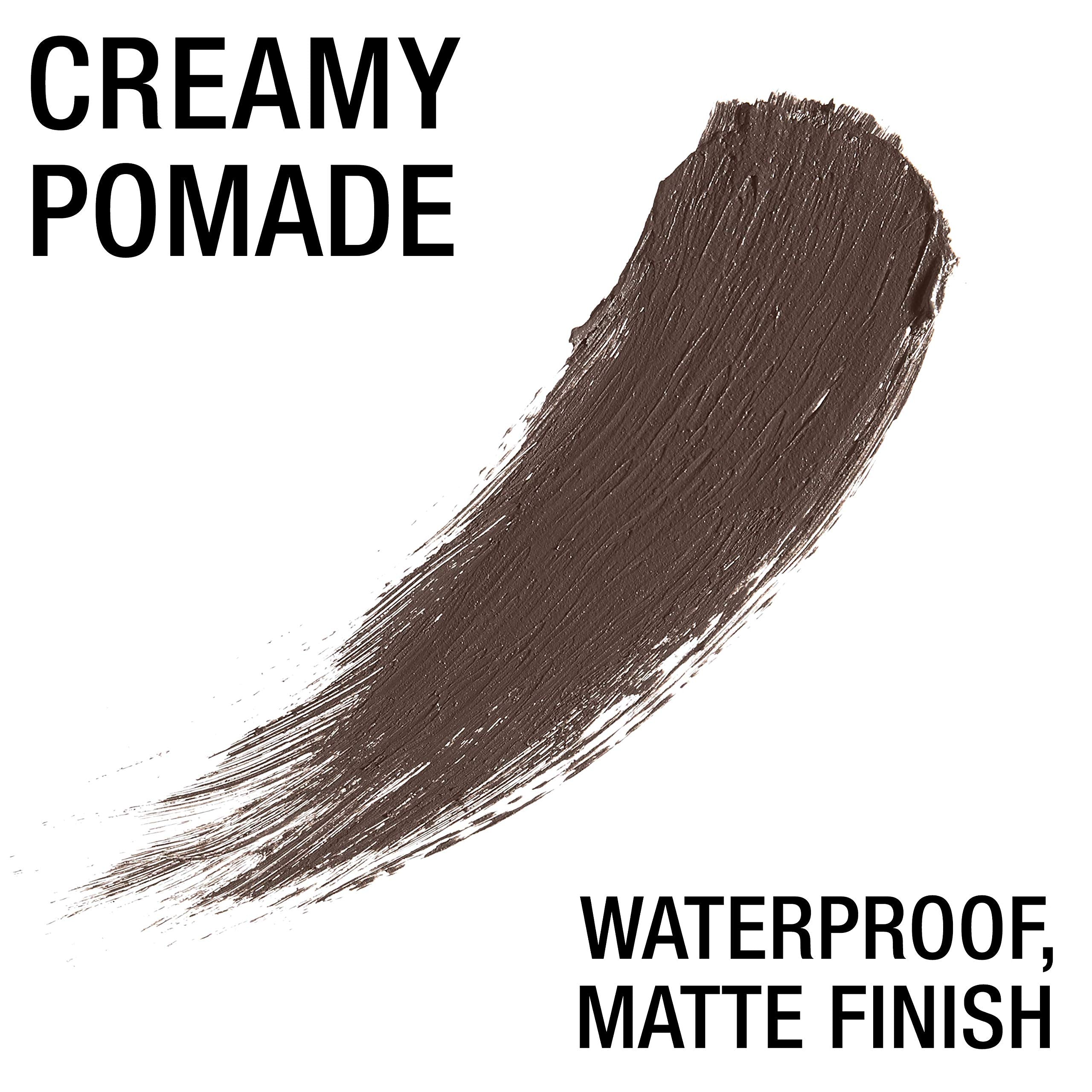 Close up of Maybelline Brow Pomade matte texture in Deep Brown