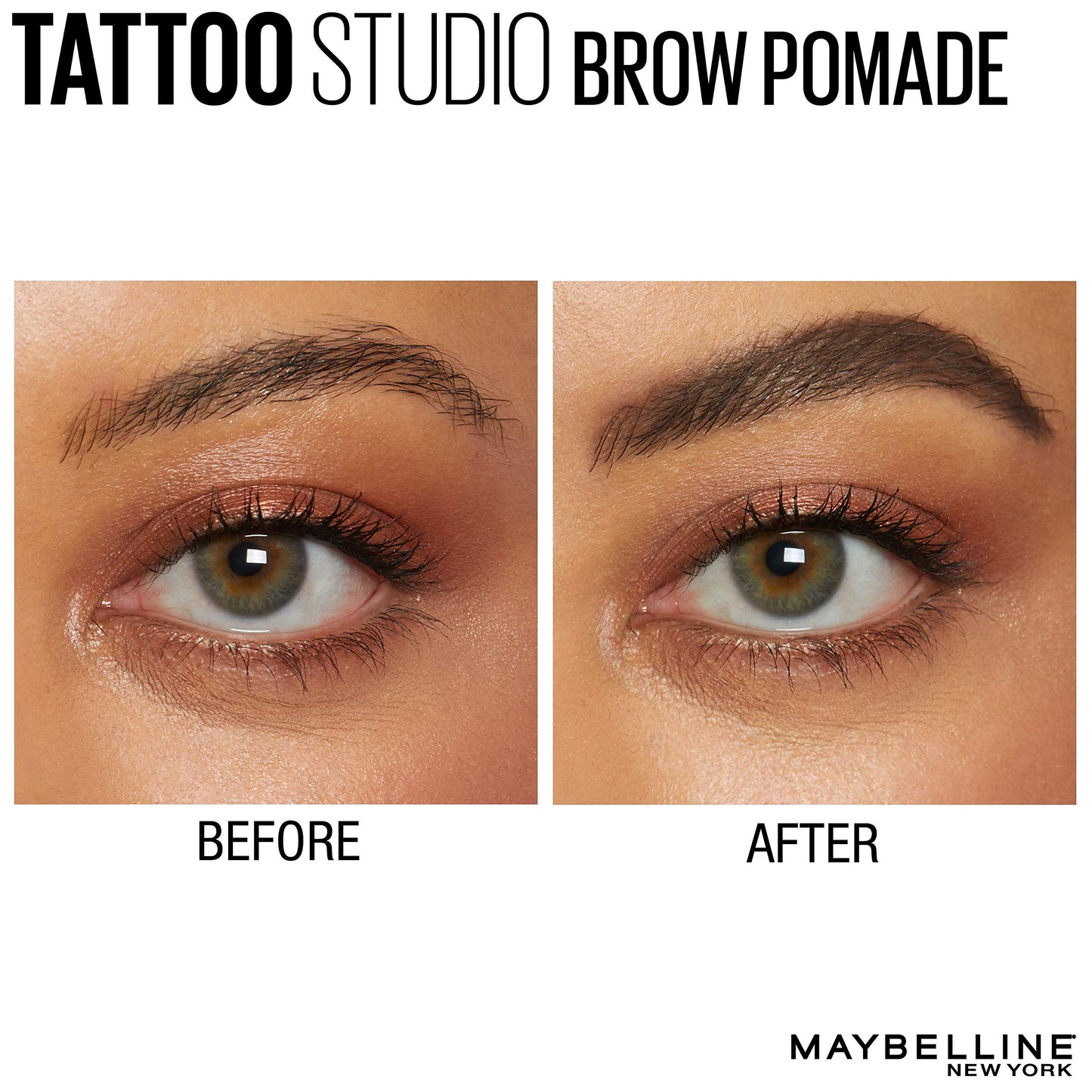 Maybelline Tattoo Studio Brow Pomade open jar with brush