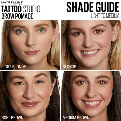 Professional eyebrow makeup application using Maybelline pomade