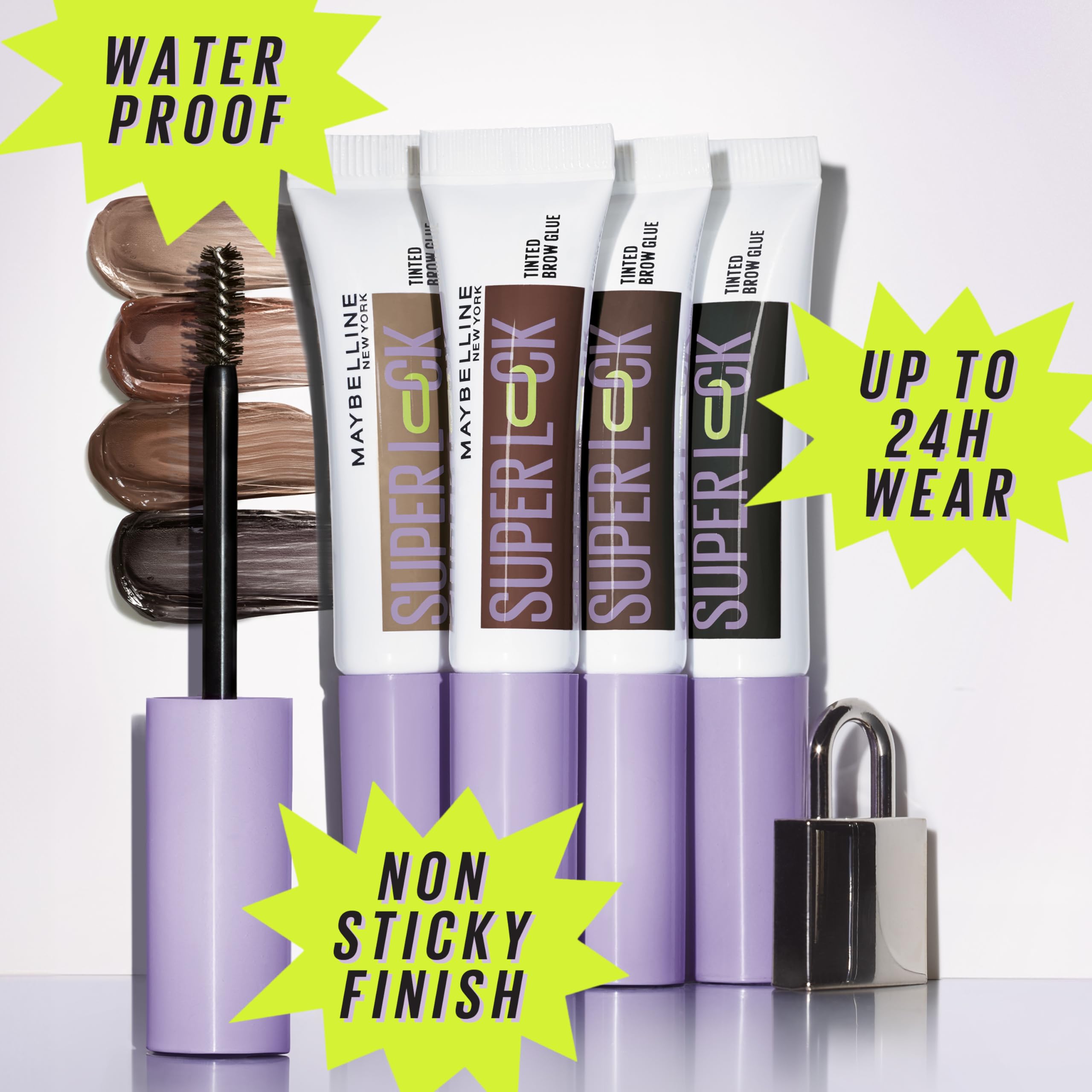 Smudge-proof and flake-resistant formula texture swatch of Medium Brown eyebrow makeup