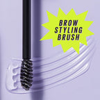 Model showcasing twenty four hour transfer resistant brow look with medium brown tint