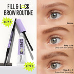 Side view of the lightweight non sticky eyebrow gel tube highlighting the product label
