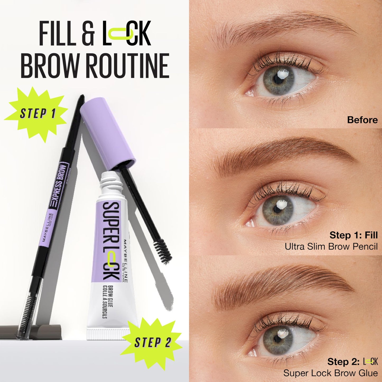 Side view of the lightweight non sticky eyebrow gel tube highlighting the product label