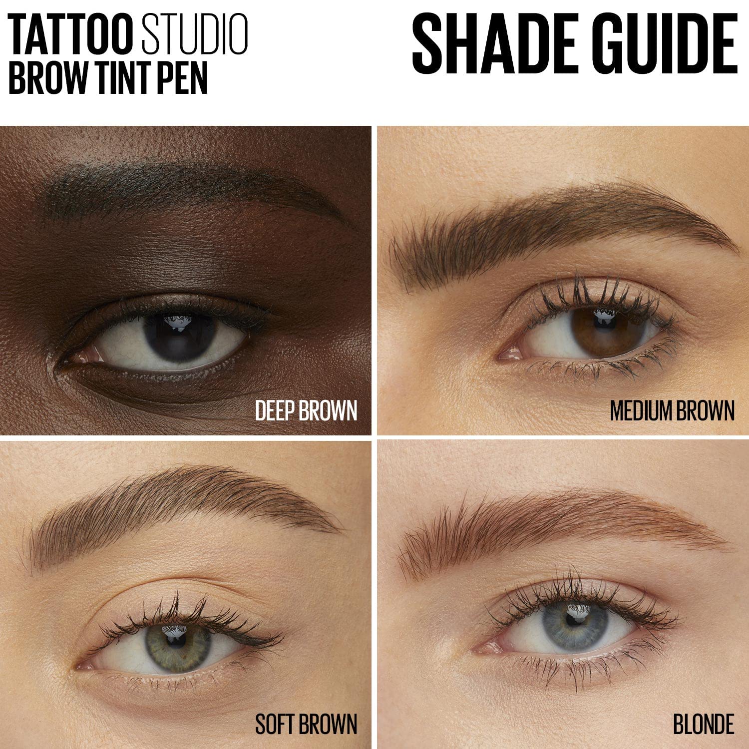 Maybelline brow tint pen side view showing branding