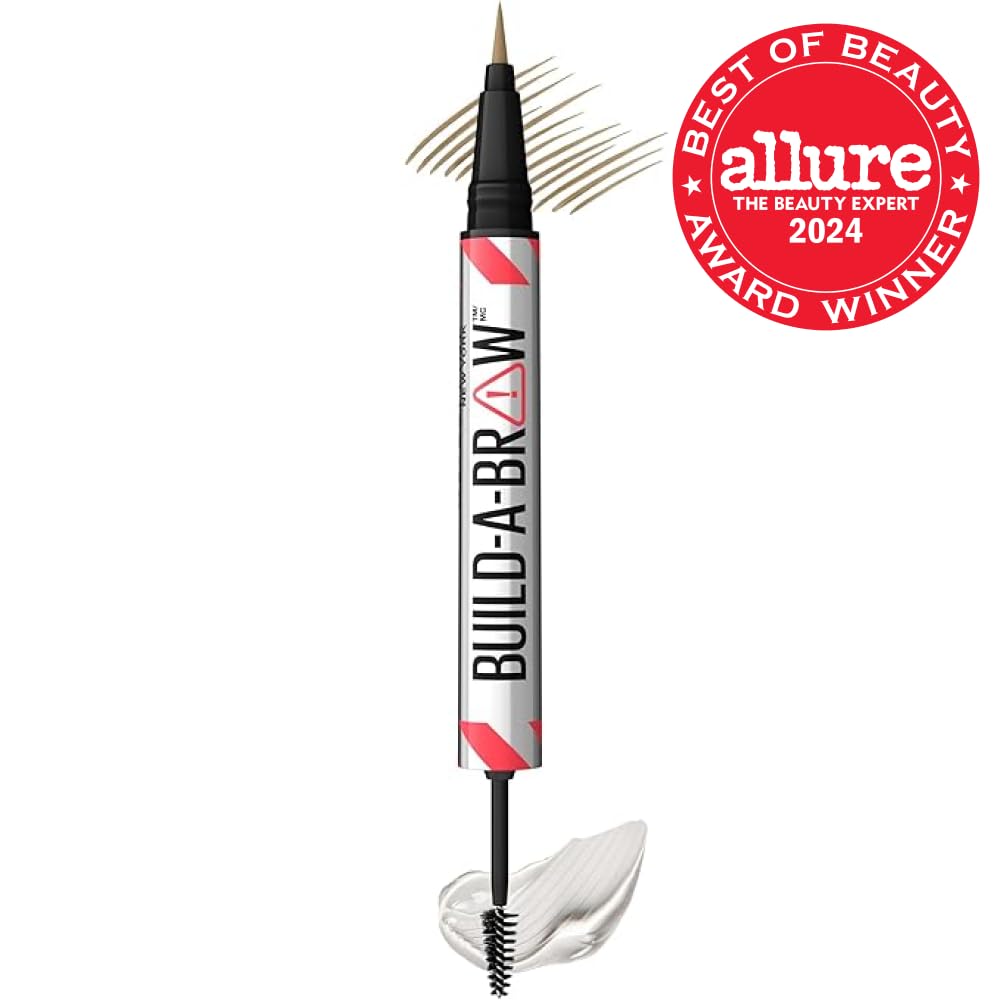 Dual ended Maybelline eyebrow makeup showing precision tip and clear gel brush applicator