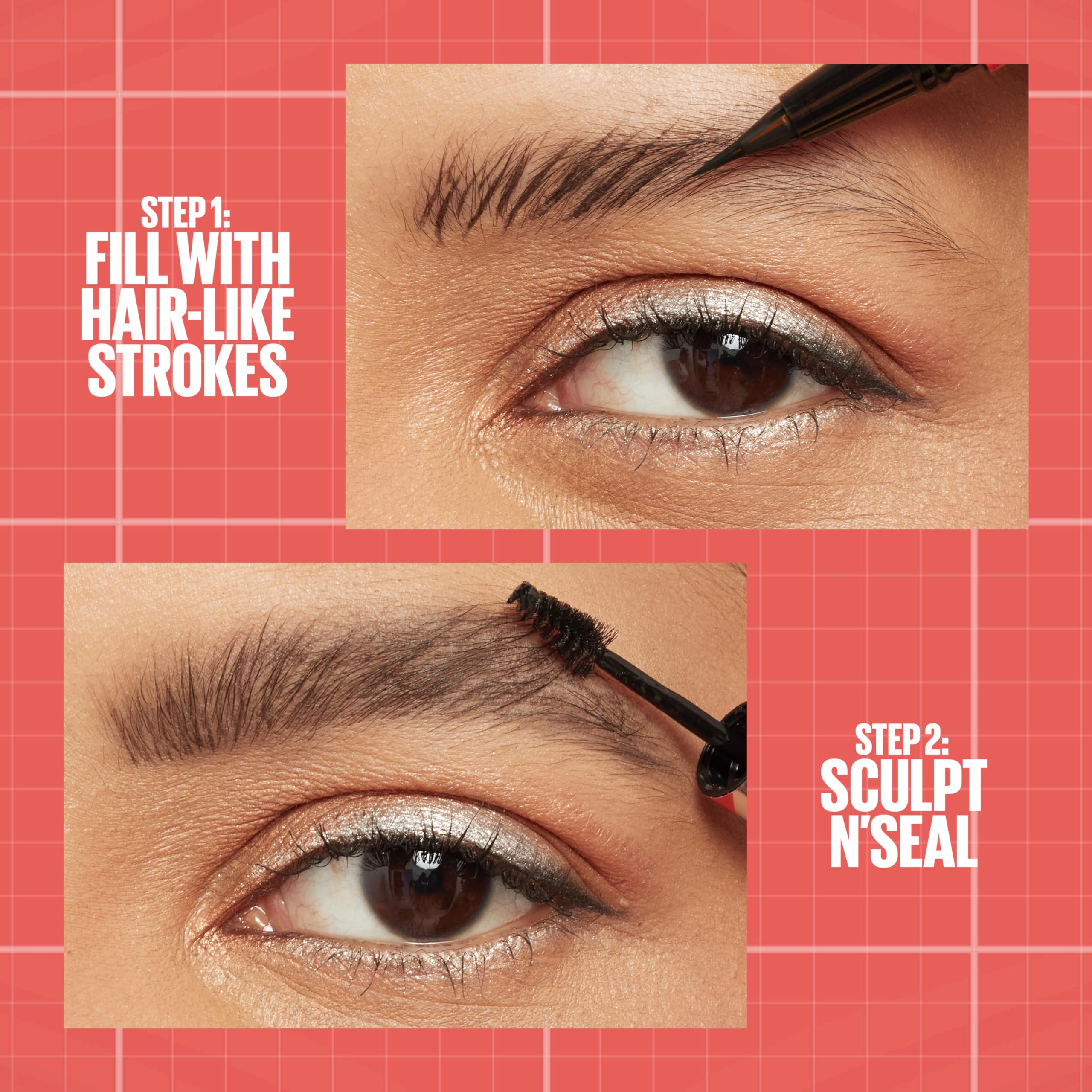 Long lasting waterproof brow pen and fixing gel packaging details