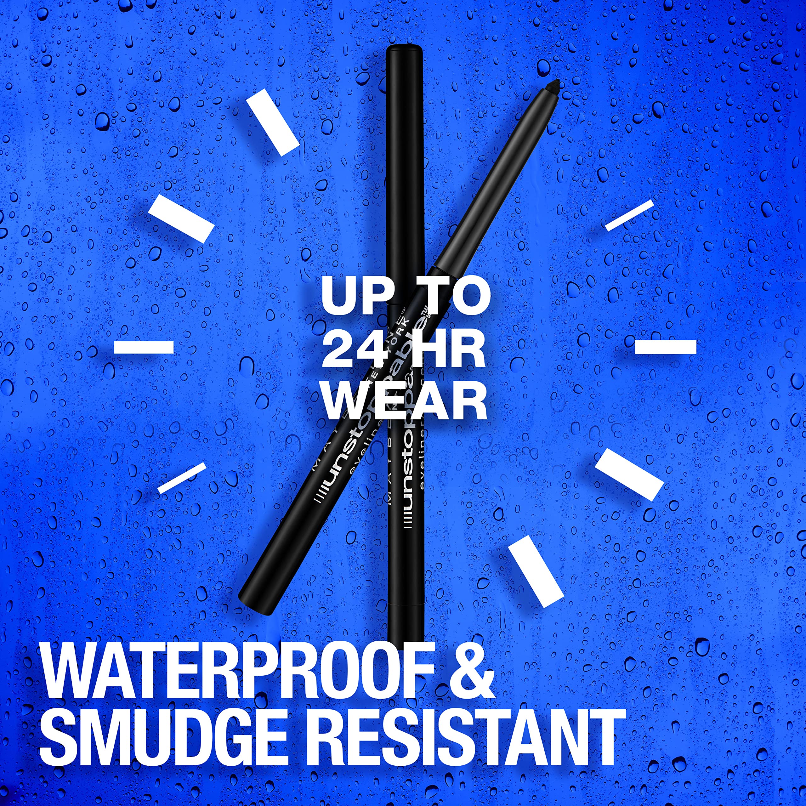 Maybelline Unstoppable waterproof eyeliner matte black swatch