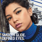 Maybelline Unstoppable eyeliner swatch showing rich matte black finish