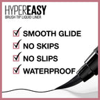 Swatch of pitch black waterproof satin finish eyeliner on skin
