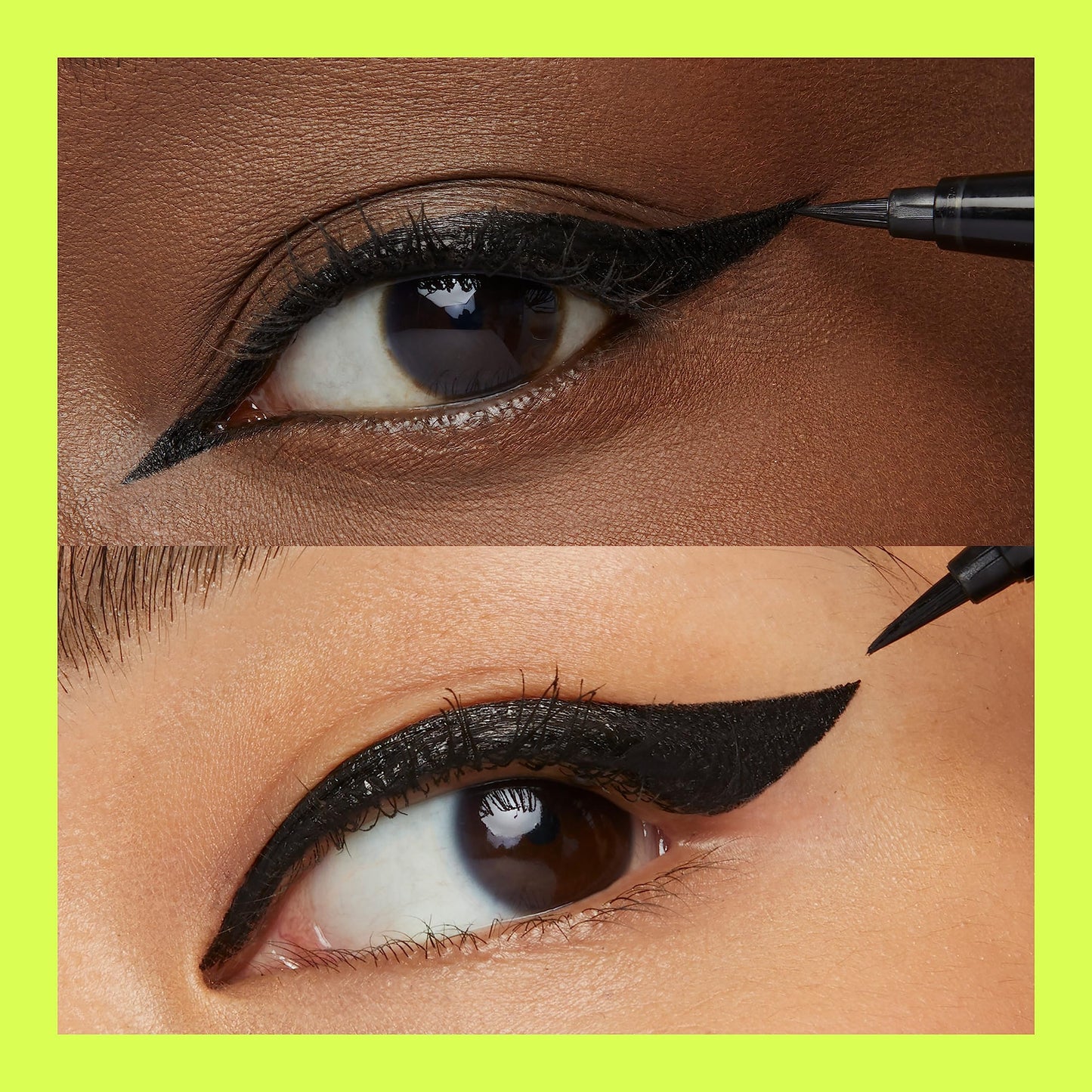 Swatches of Maybelline Tattoo Studio Ink Pen Eyeliner on skin