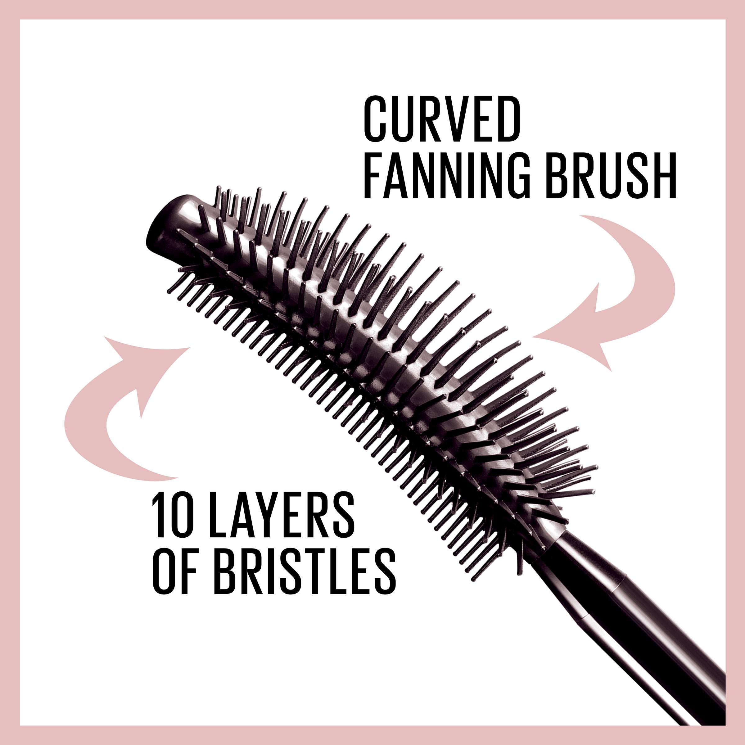 Blackest Black washable mascara wand displaying ten layers of bristles.