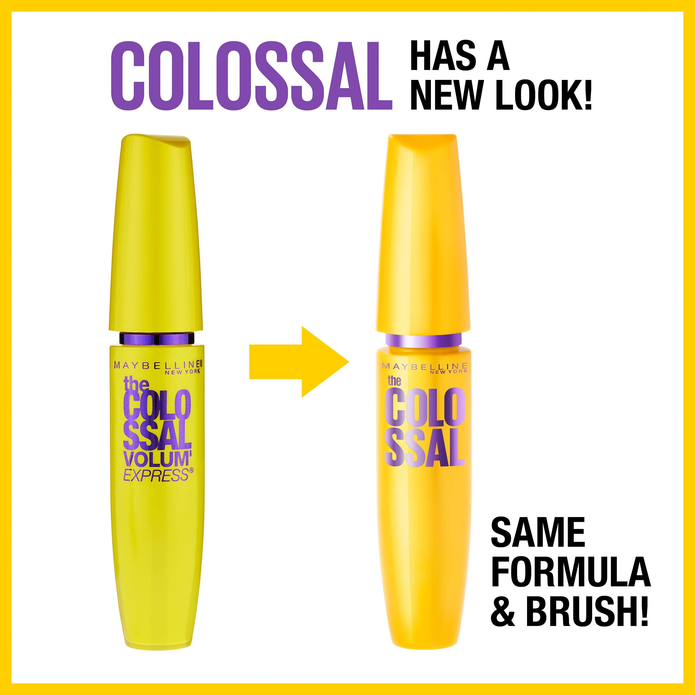 Maybelline Colossal mascara yellow tube packaging design