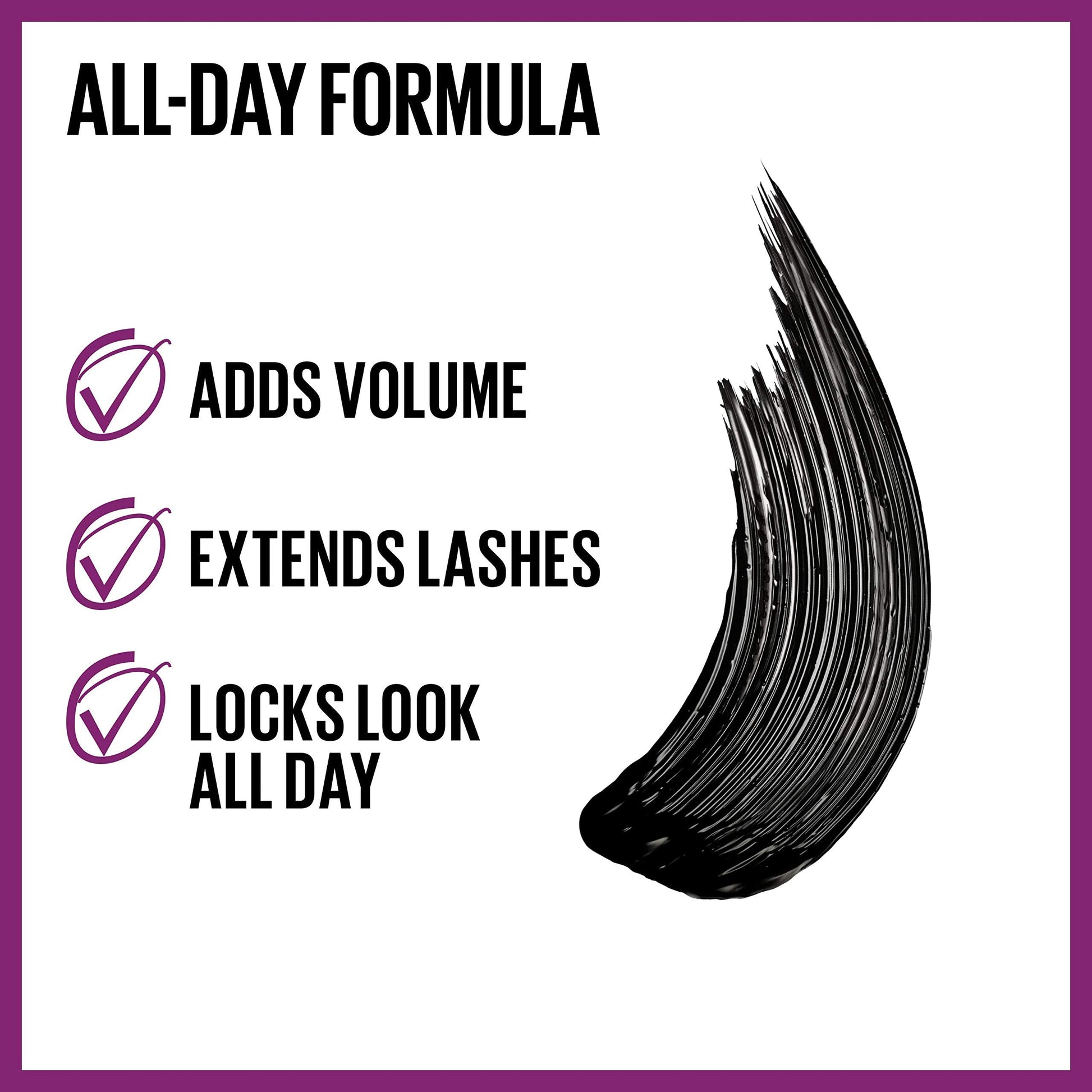 Close up of Maybelline Falsies Lash Lift Very Black mascara shade