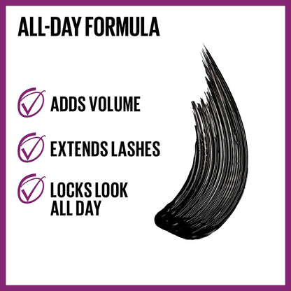 Close up of Maybelline Falsies Lash Lift Very Black mascara shade