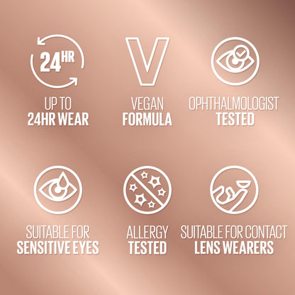 Full view of the Lash Sensational volumizing makeup tube alongside its custom applicator wand.