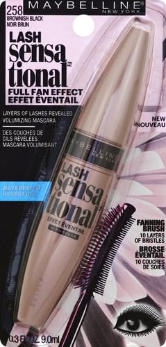Close up of Maybelline Lash Sensational mascara fanning brush applicator