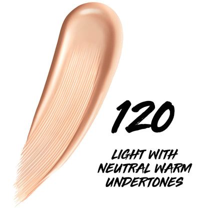 Liquid droplet texture of Maybelline skin tint shade 120 demonstrating light to medium coverage consistency
