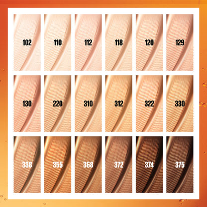 Maybelline skin tint shade 120 being applied to demonstrate sweat and humidity resistant capabilities