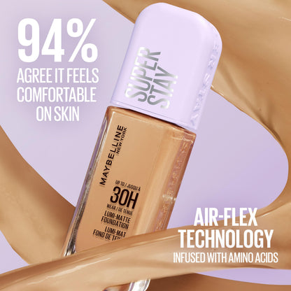 Swatches of Maybelline Lumi Matte liquid foundation 120 showcasing light coverage shade with warm undertone