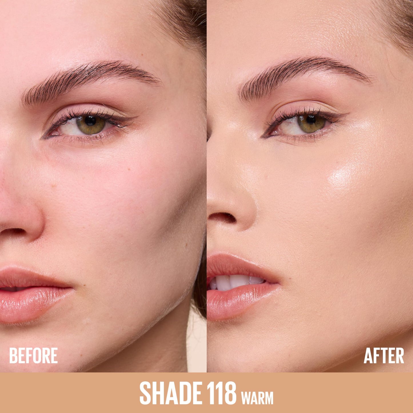 Maybelline New York hydrating foundation cream texture swatch in shade 118