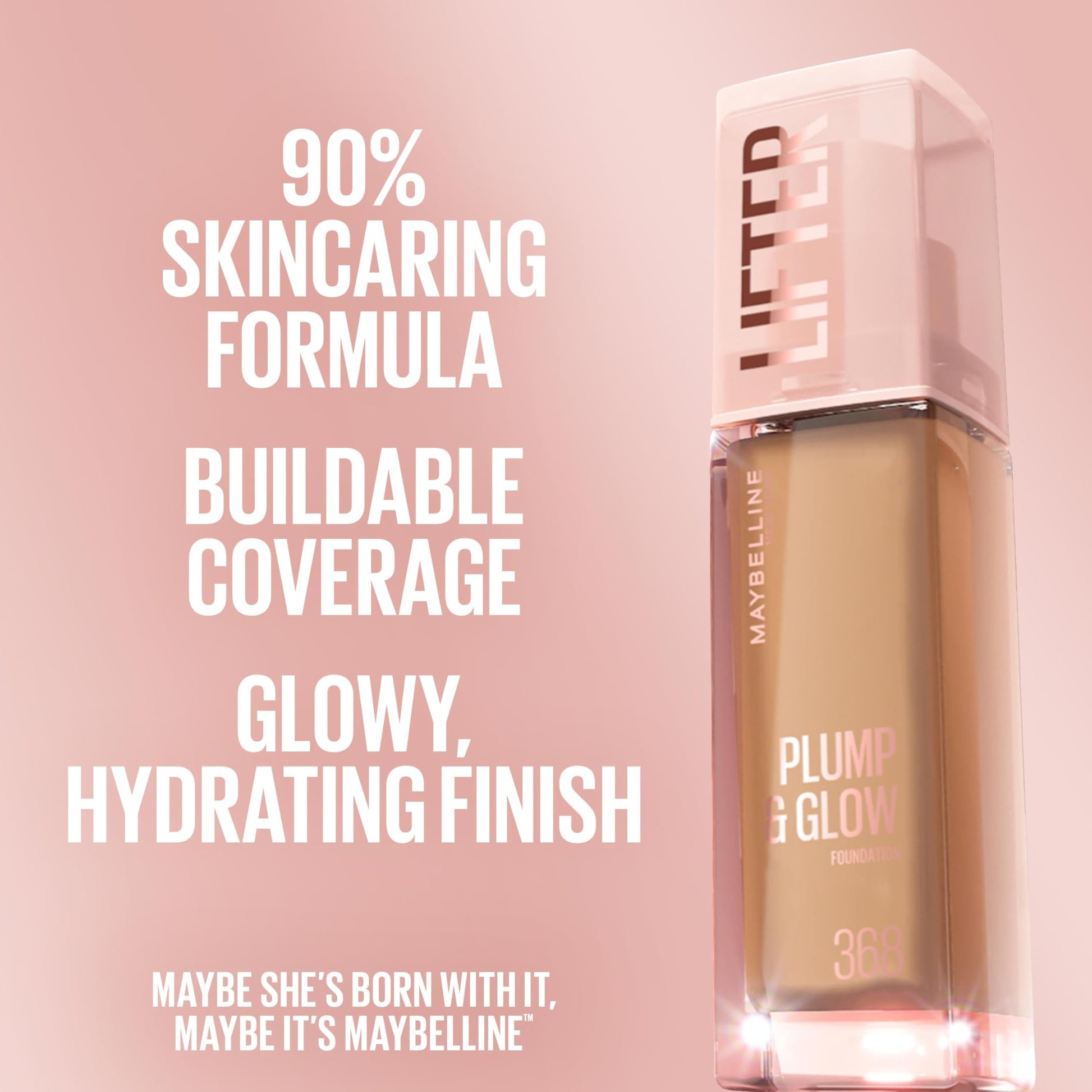 Before and after demonstration of dewy light to medium buildable coverage