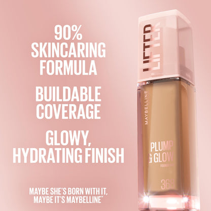 Before and after demonstration of dewy light to medium buildable coverage